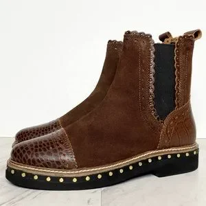 Free People Shoes New Free People Atlas Brown Studded Chelsea Boot 8 Poshmark